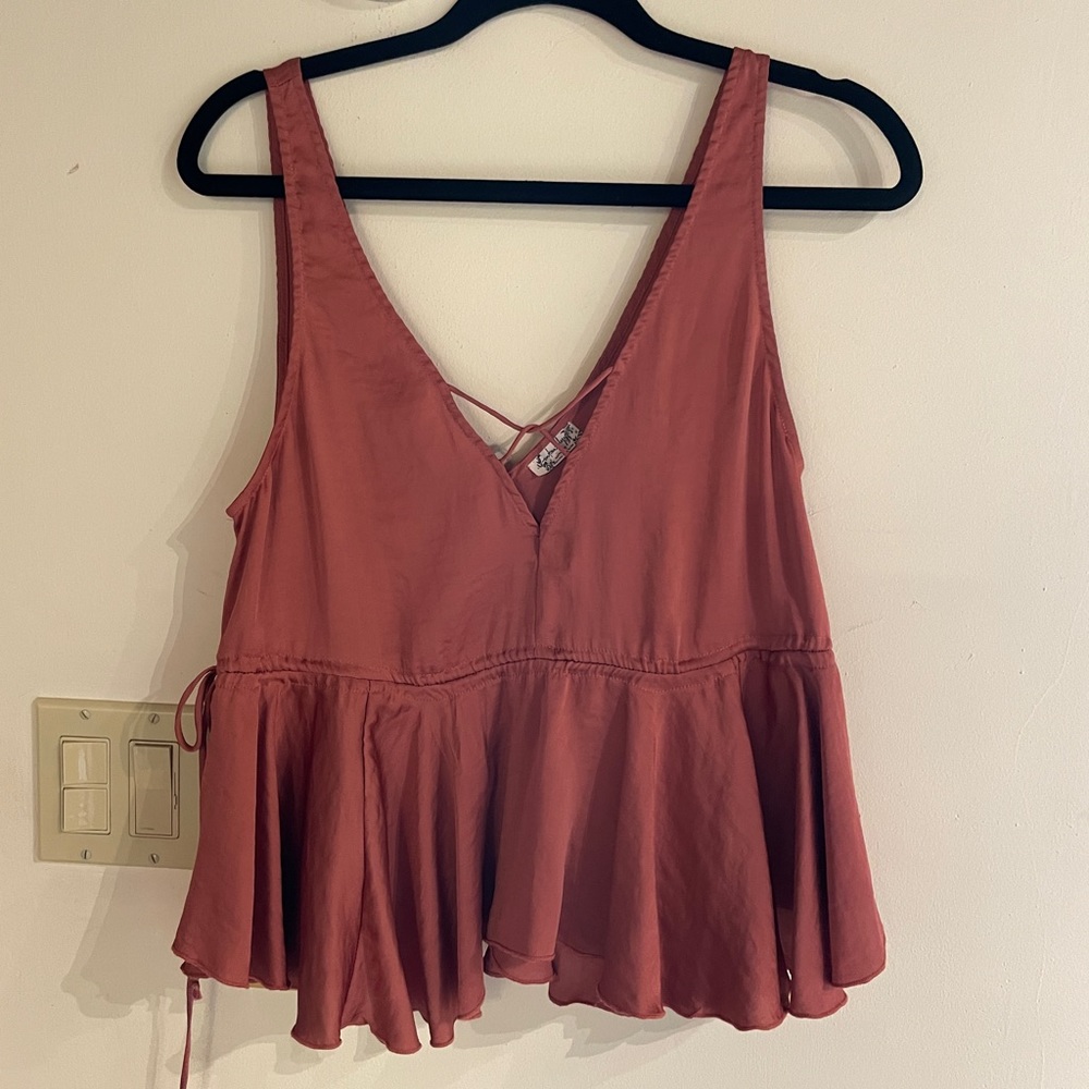 Free People Pink Silk Shirt